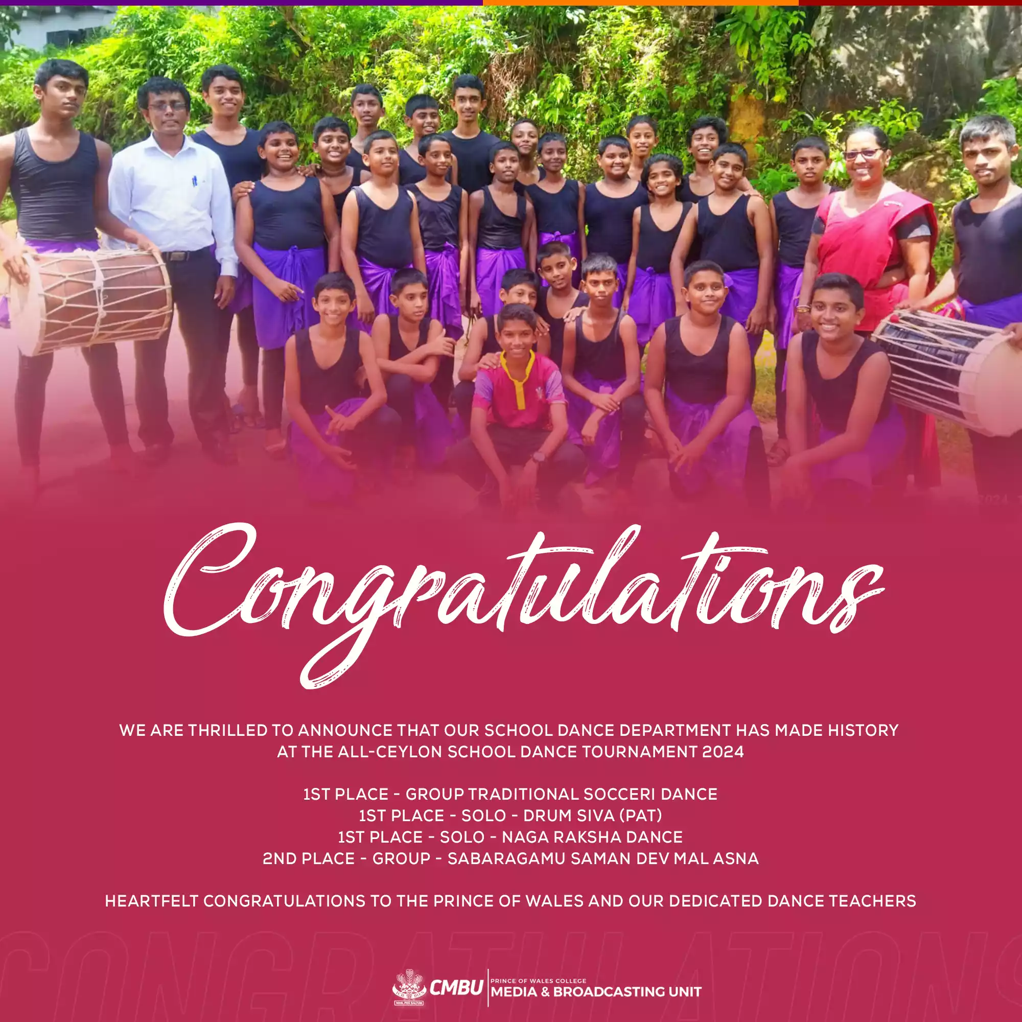 Historic Wins for Prince of Wales College at All-Ceylon School Dance Tournament 2024